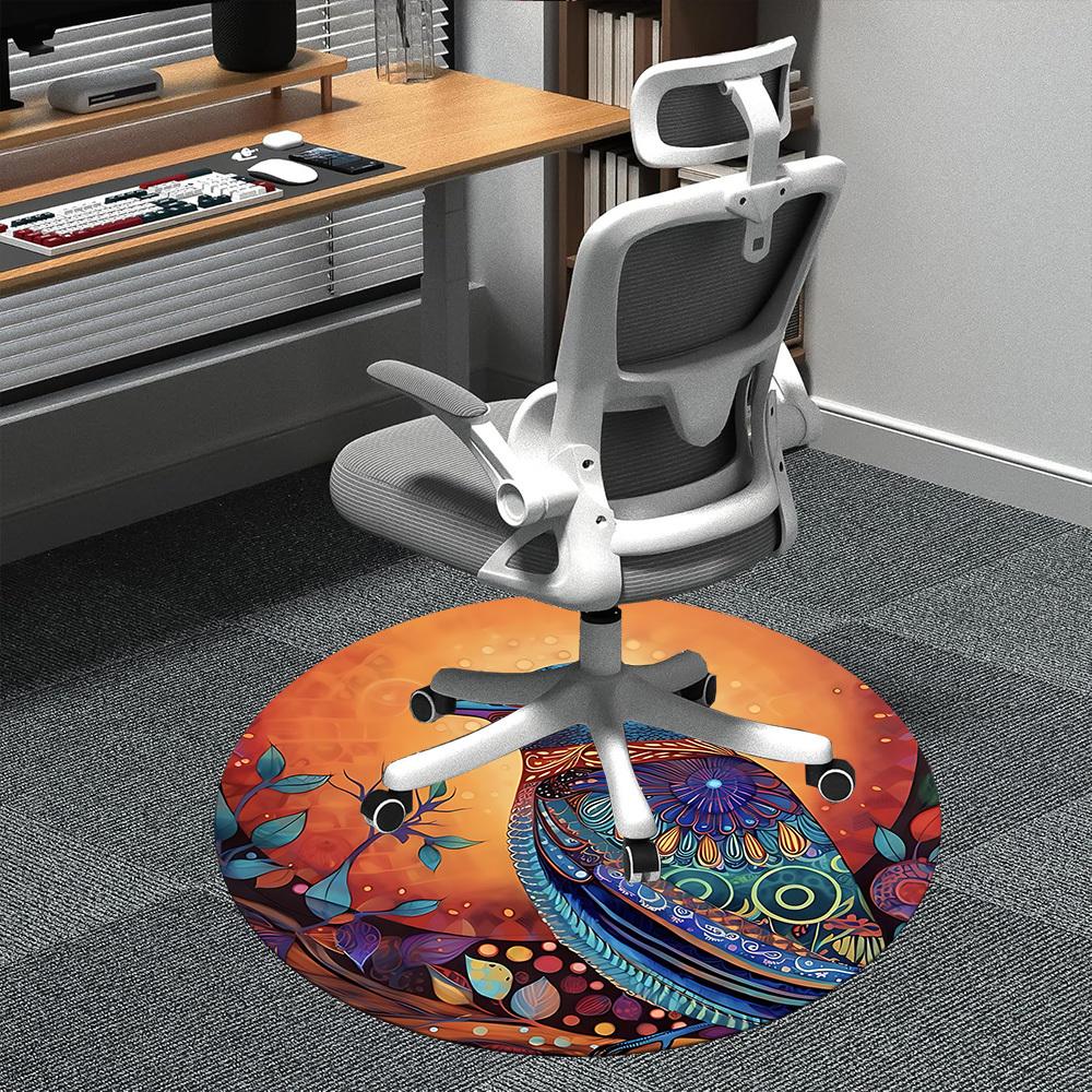 1PC Bird Patterns Office Round Area Rug, Mat Suitable ForOffice, Under Office Chairs Bedroom Living Room Home Decor, Room Deco