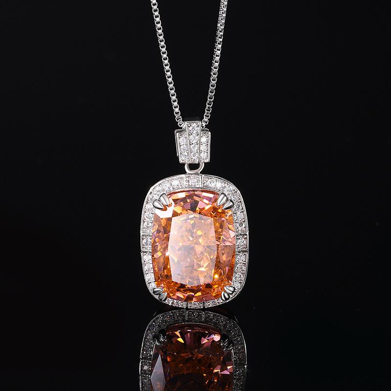 Ювелирные изделия Бриллиант Высокоуглеродистый Огранка Ледяной Цветок Медная Инкрустация Ретро Темперамент Подвеска Ожерелье Женский Ведущий 12 * 16