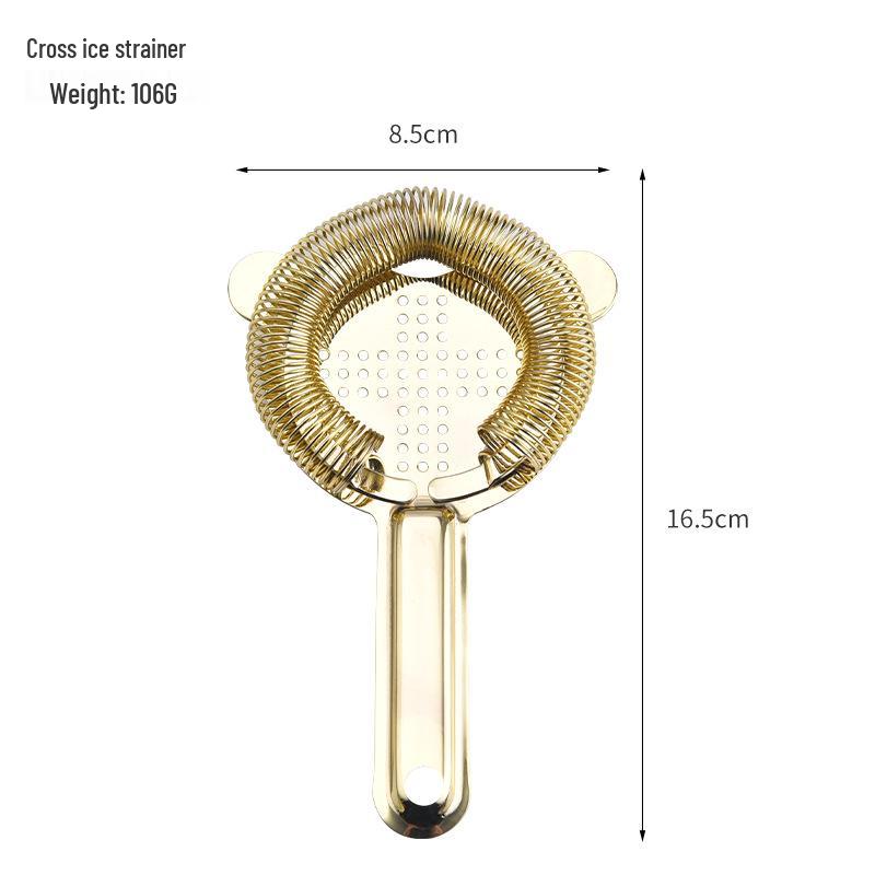 304 Stainless Steel Cross Ice Strainer & Jigger - Cocktail Bartending Tool