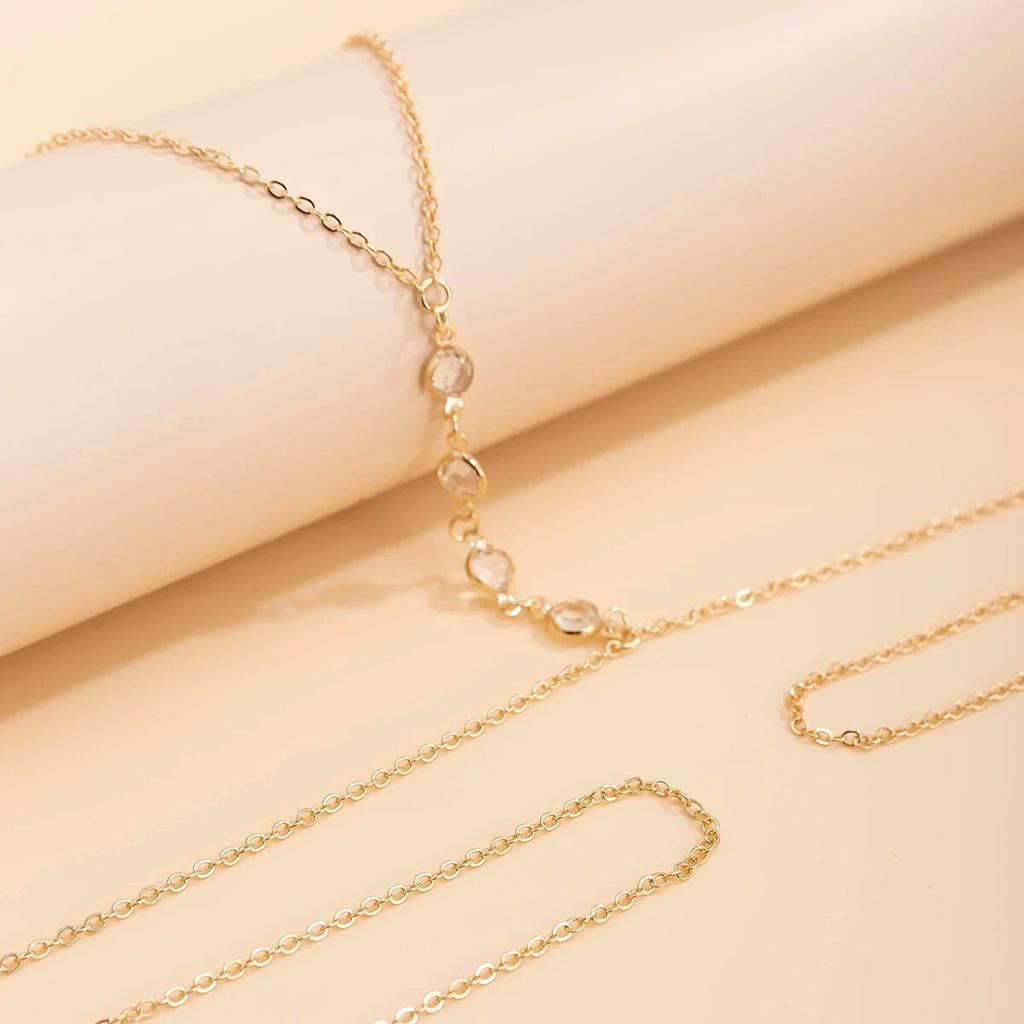 PuRui Summer Simple Sexy Cross Crystal Integrated Waist Chain and Chest Chain Sexy Beach Bikini Body Chain Belly Chain for Women