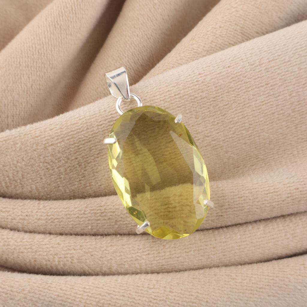 Подвеска из серебра 925 пробы с драгоценным камнем лимонный топаз, ожерелье ручной работы из стерлингового серебра, женские украшения, подарок для нее PP-64-7