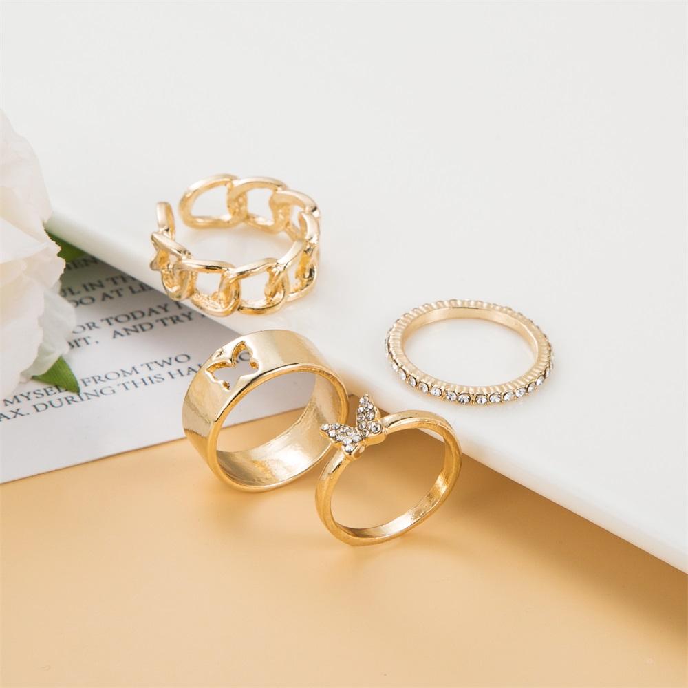 Butterfly Hollow Ring 4 Piece Set Flower Star Ring Set Simple Ring Fashion Female Jewelry