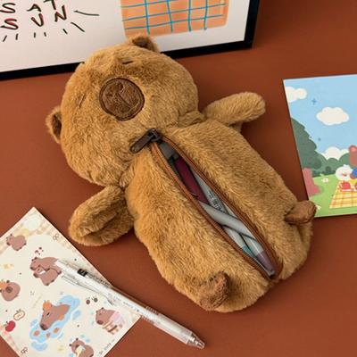 1 шт. Милая плюшевая сумка для хранения карандашей Capybara с изображением мультяшных животных, многофункциональный чехол для канцелярских принадлежностей большой емкости