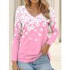 Women's T-Shirt Floral Graphic Flower Elegant Fashion T-shirts Long Sleeve V-Neck Regular Tops Pullover Fall Winter