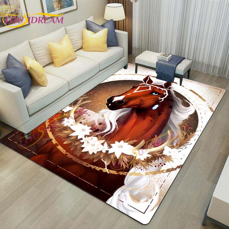 3D ковер с бегущими лошадьми, ковер с животными для дома, гостиной, дивана, красочные напольные коврики с лошадьми, декор для детской спальни, детские игровые ковры