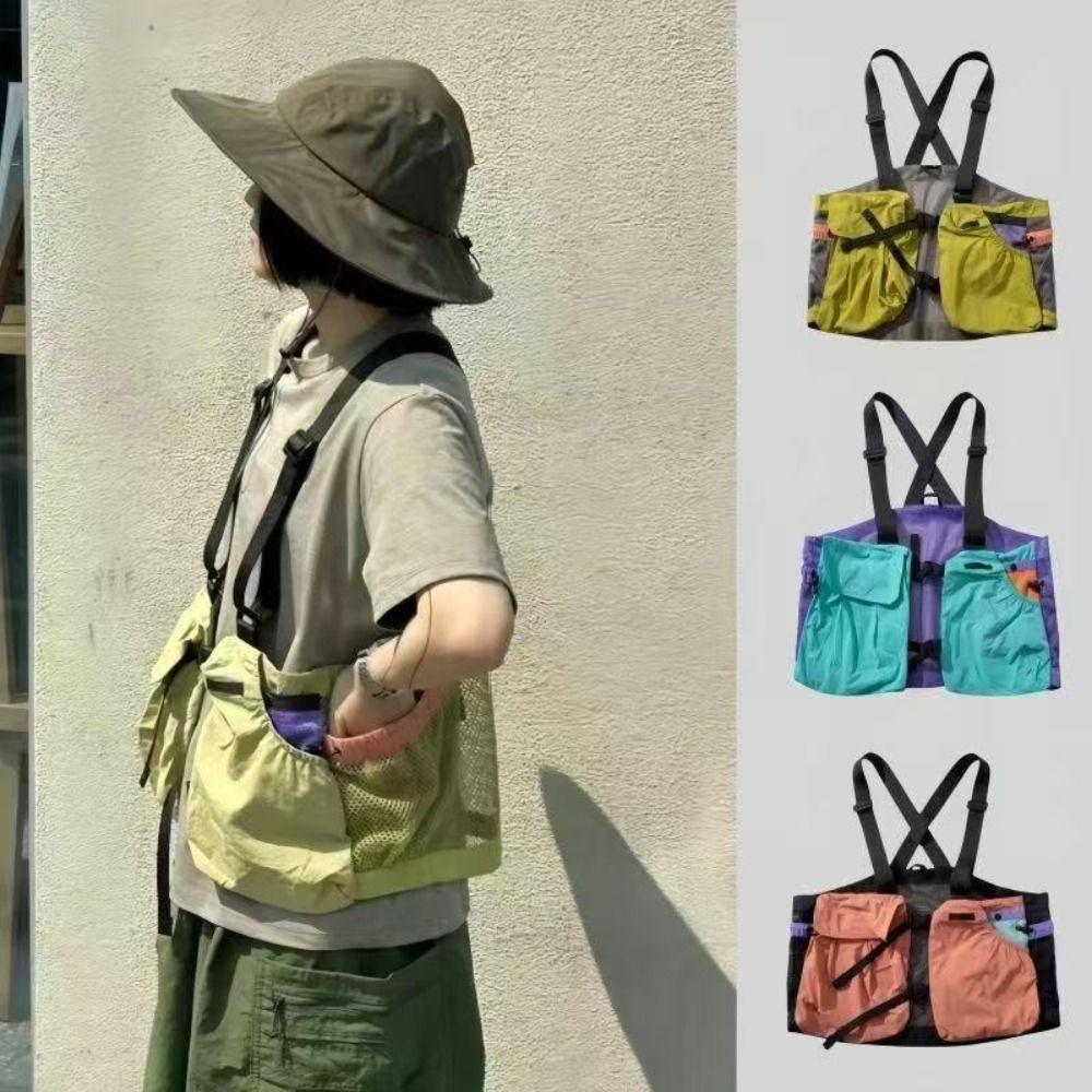 Mesh Material Multi Pocket Vest Breathable Fabric Sleeveless Vest Versatile Mesh Vest Climbing