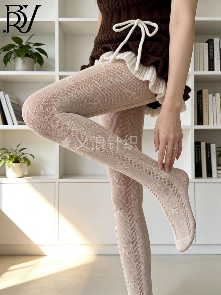 Lolita White Pure Fishnet Socks Vintage Lace Hollow Mesh Socks Pantyhose Bottom Socks Black Pantyhose Versatile