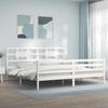 VidaXL Bed Frame with Headboard White 200x200 Cm Solid Wood 3194462