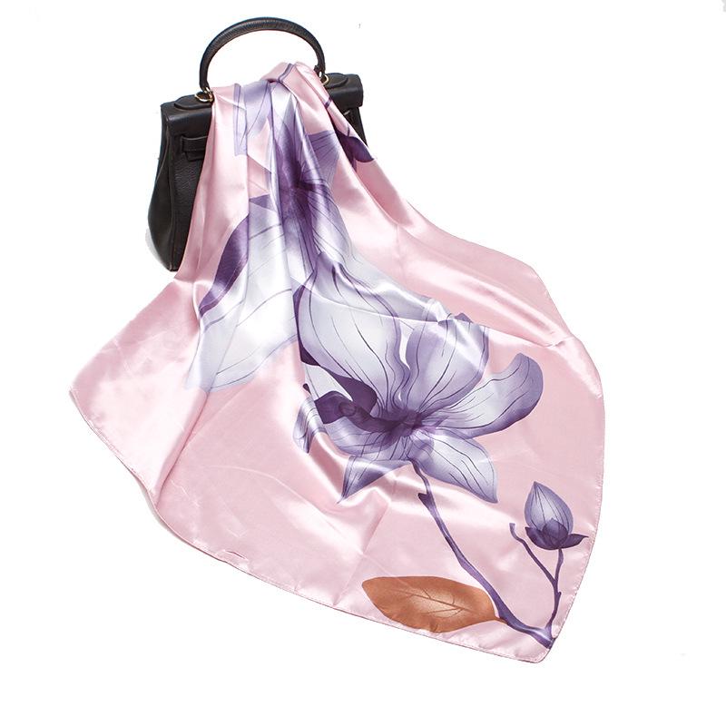 New Silk Printed Scarves Women'S 90Cm Satin Square Scarf