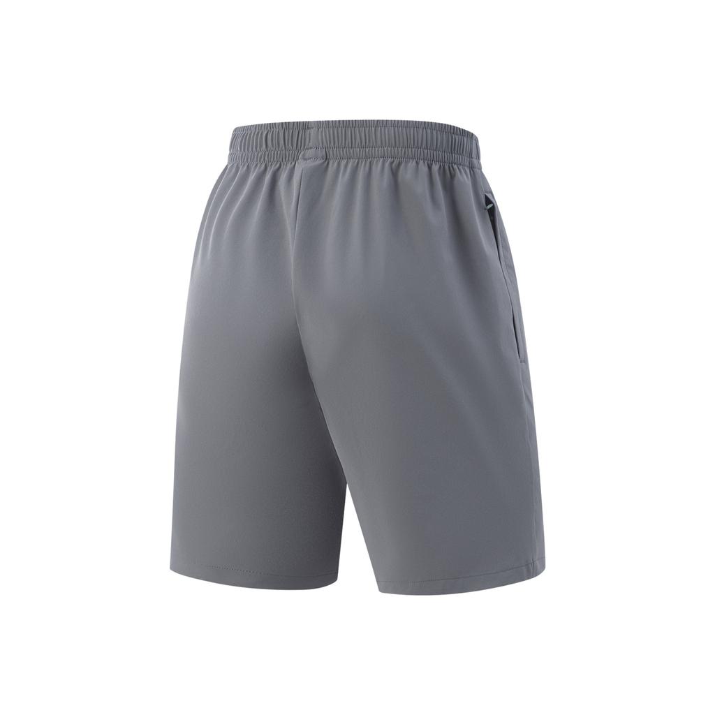 Li Ning Fitness Series Solid Color Mid Waist Drawstring Quick Dry Straight Leg Sports Shorts Men Shorts Thunderstorm-Gray AKSV111-20