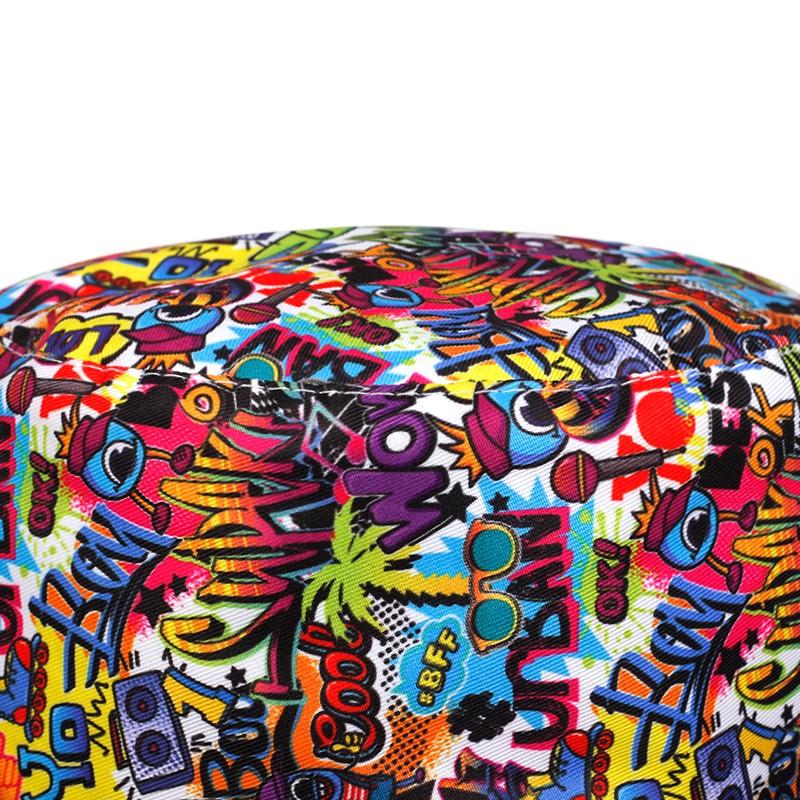 Летняя хлопковая шляпа-ведро, двусторонняя, можно носить, унисекс, рыбацкая шляпа с принтом граффити, уличная шляпа в стиле хип-хоп, шляпа от солнца