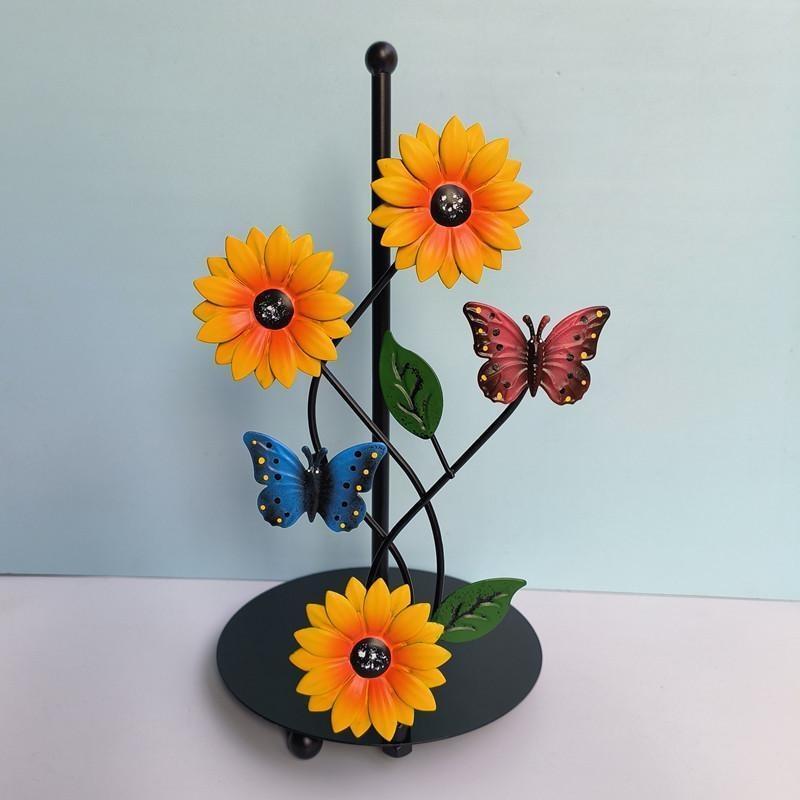 Metal Holder Tissue Art Sunflower Paper Towel Holder For Kitchen Decor Accessories Room Living Room Butterfly 3d Tissue Holder Storage