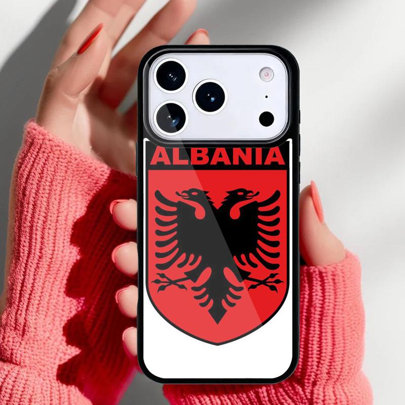 Чехол для телефона с изображением орла на флаге Албании для iPhone 17 16 15 14 13 Pro Max Задняя крышка для 12 11 Pro Coque