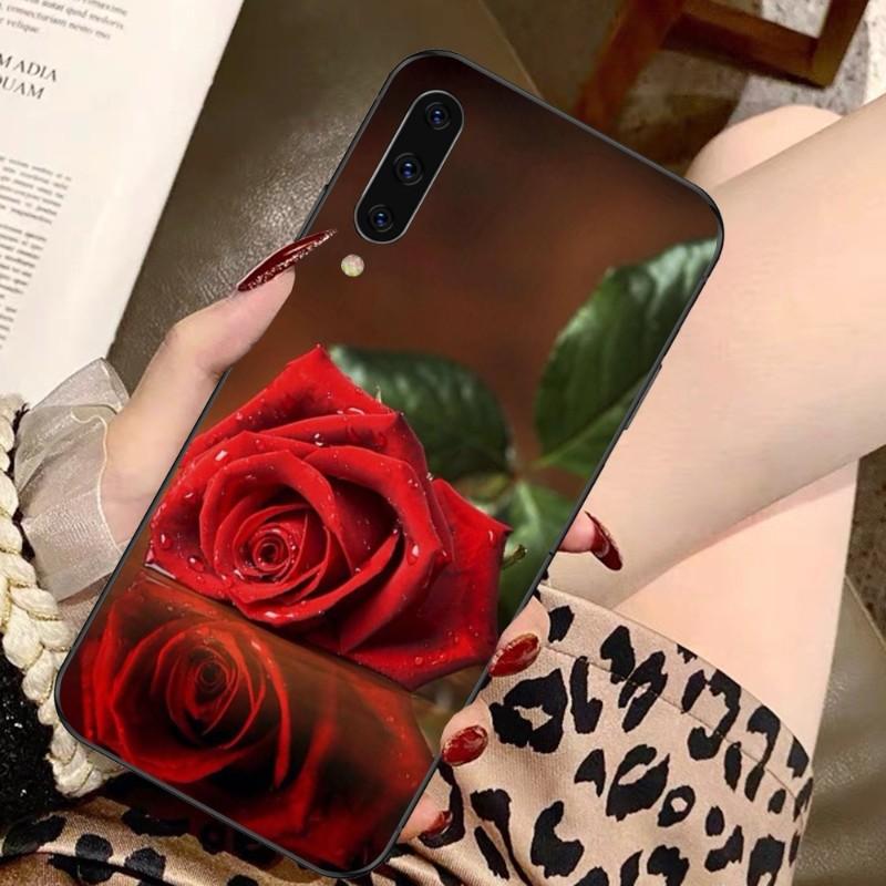 Чехол для телефона с цветком красной розы для Samsung A91 A81 A73 A72 A71 A30S A20 A12 A13 A52 A53 4G 5G, мягкий черный чехол для телефона