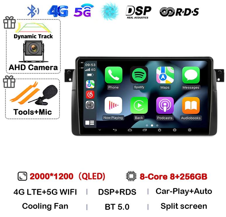 Android 14 автомобильное радио для BMW E46 M3 1998-2006 мультимедийный видеоплеер 2Din 4G WIFI GPS навигация Carplay головное устройство 360 камера