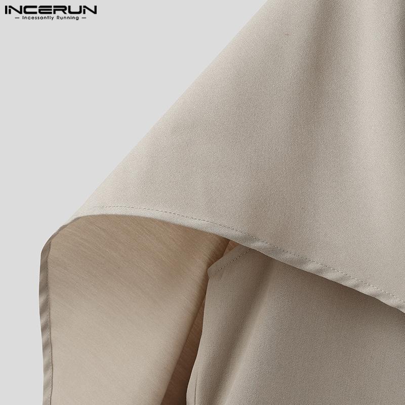 INCERUN Oversized Men Swing Collar Long Sleeve Irregular Cross Loose Thin Blazer Coats