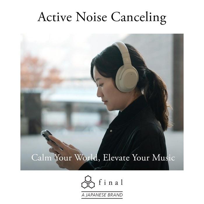 Final UX2000 Noise Cancelling Bluetooth Headphones Bluetooth 5.3 Low Latency 60h Playtime Cream