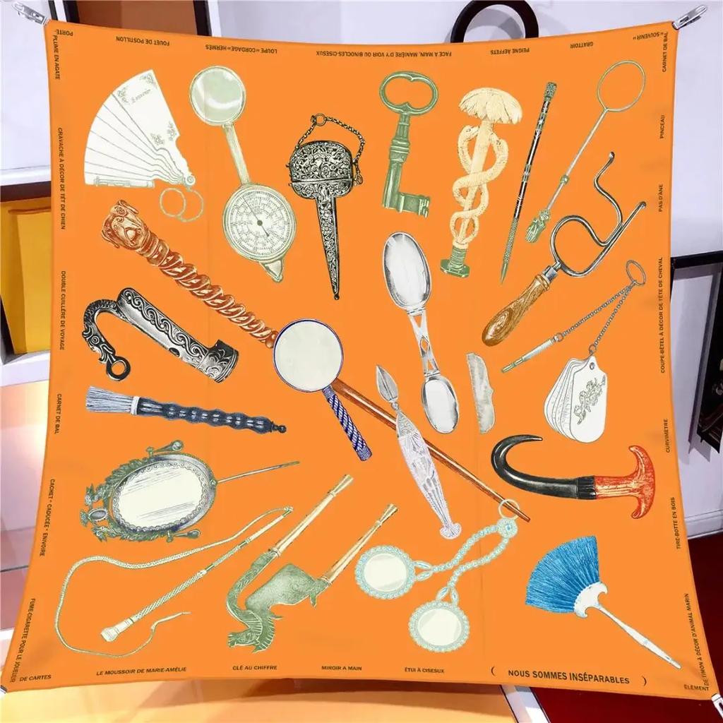 2025 NEW 90cm Design Silk Scarf Luxury Square Scarves Women Decoration Hijab Scarf Foulard Headband Neckerchief Bandana