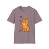 Unisex Softstyle T-Shirt Orange Tabby Kitten Autumn Leaves Cute Fall Cat Tee