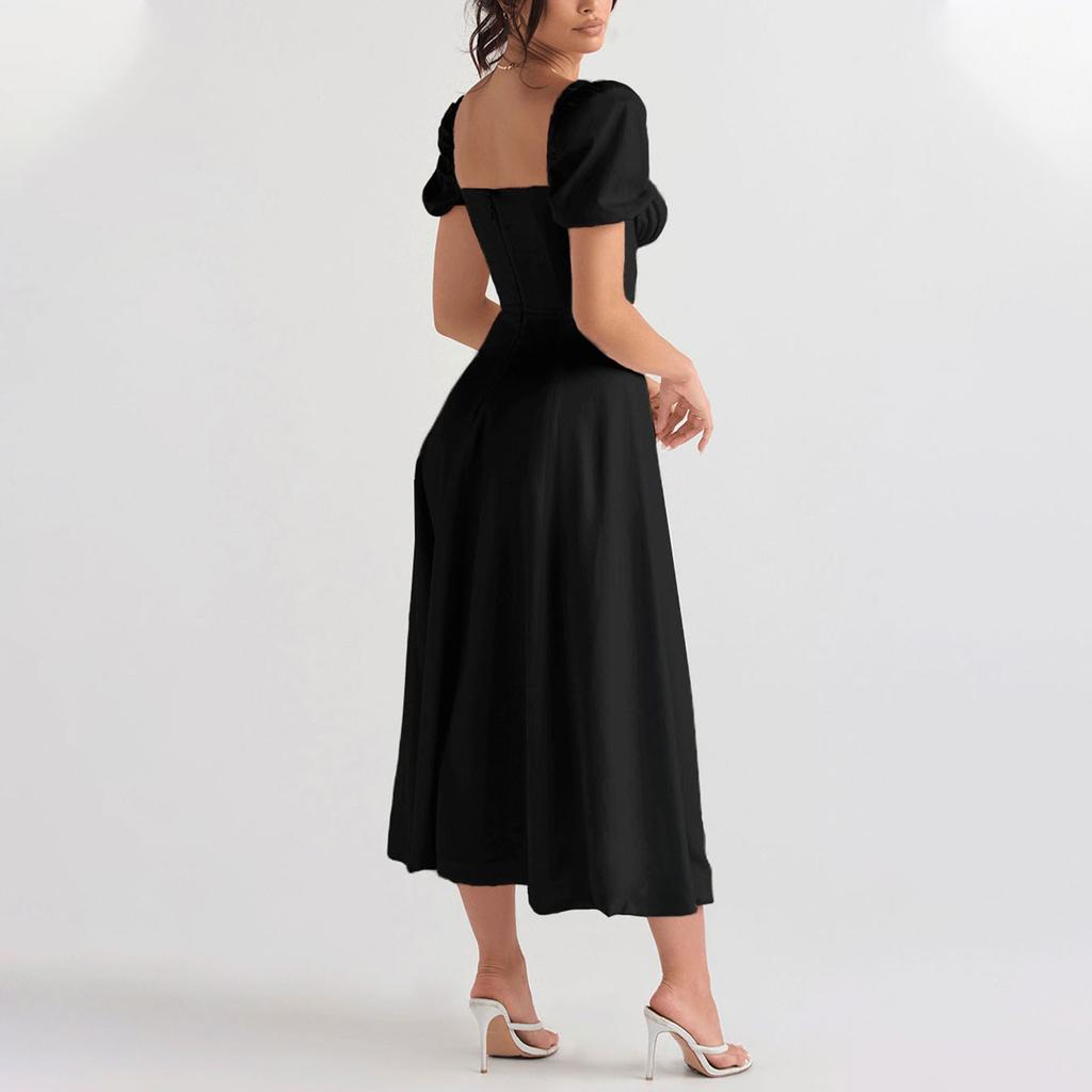 Ladies Spring And Summer Fashion Short-Sleeved Gentle Style Mid-Length Dress