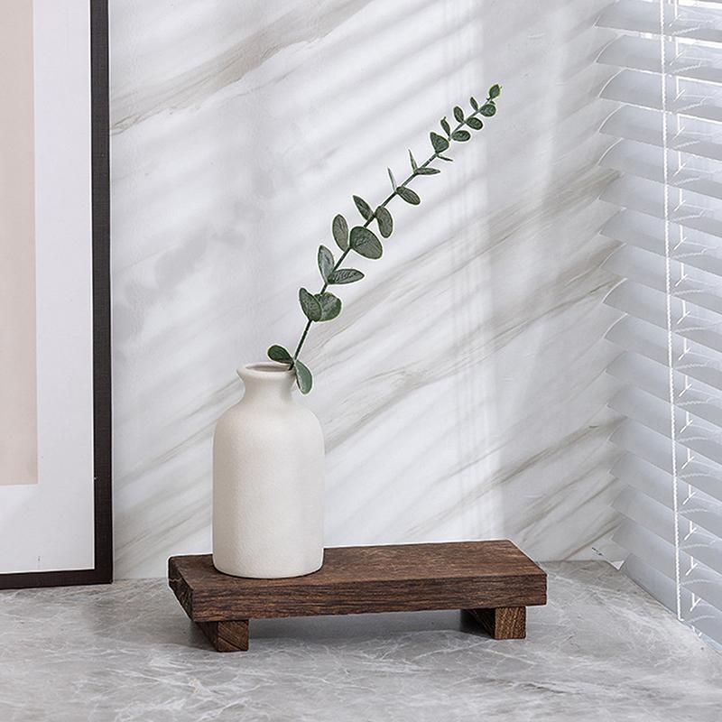 Wood Tray Pedestal Stand Wooden Vanity Hands Soap Scented Candle Storage Holder Tray Kitchen Seasoning Holder Home Decor