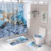 Занавеска для душа в ванной из четырех частей, цифровая печать, мраморная, водонепроницаемая, занавеска-перегородка для туалета, коврик для ванной