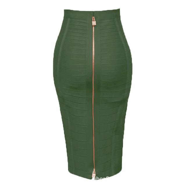 Сексуальная однотонная бандажная юбка на молнии, женские эластичные облегающие летние юбки-карандаш