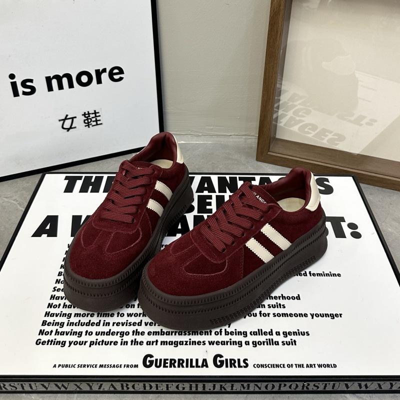 Версия из коровьей кожи~ ретро стиль платформа немецкие тренировочные туфли женские осень 2025 новые на шнуровке туфли на платформе универсальная повседневная трендовая обувь