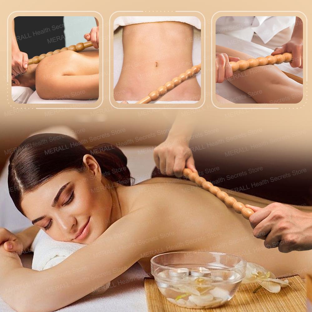 Bamboo Guasha Massage Stick Natural Bamboo Massage Stick Set Wood Therapy Anti-Cellulite Pain Relief Scraping Massager Relaxtion