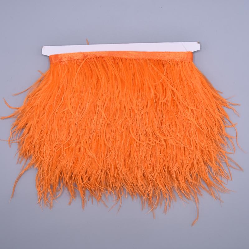 10Meters Colored Ostrich Feathers On Ribbon Trim 8-10Cm Skirt Fringe On Tape Ostrich Feather Trims Sewing Trimmings Decoration
