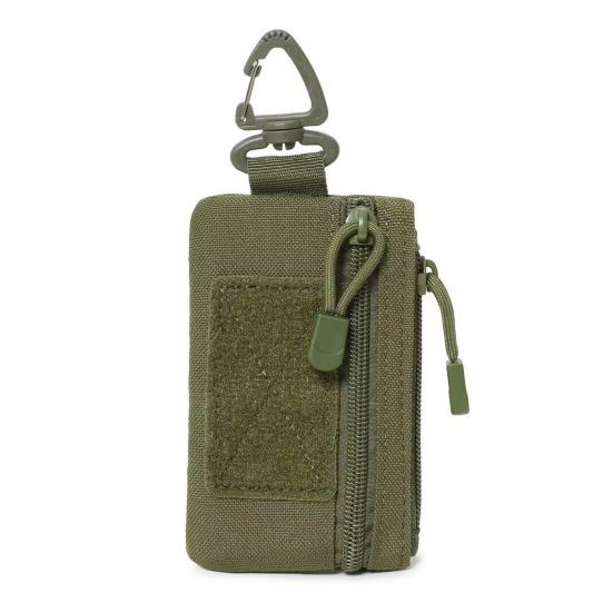 Мини тактический подсумок на молнии EDC Utility Pouch с карабином Военный брелок-кошелек для ремня рюкзака кемпинга походов охоты