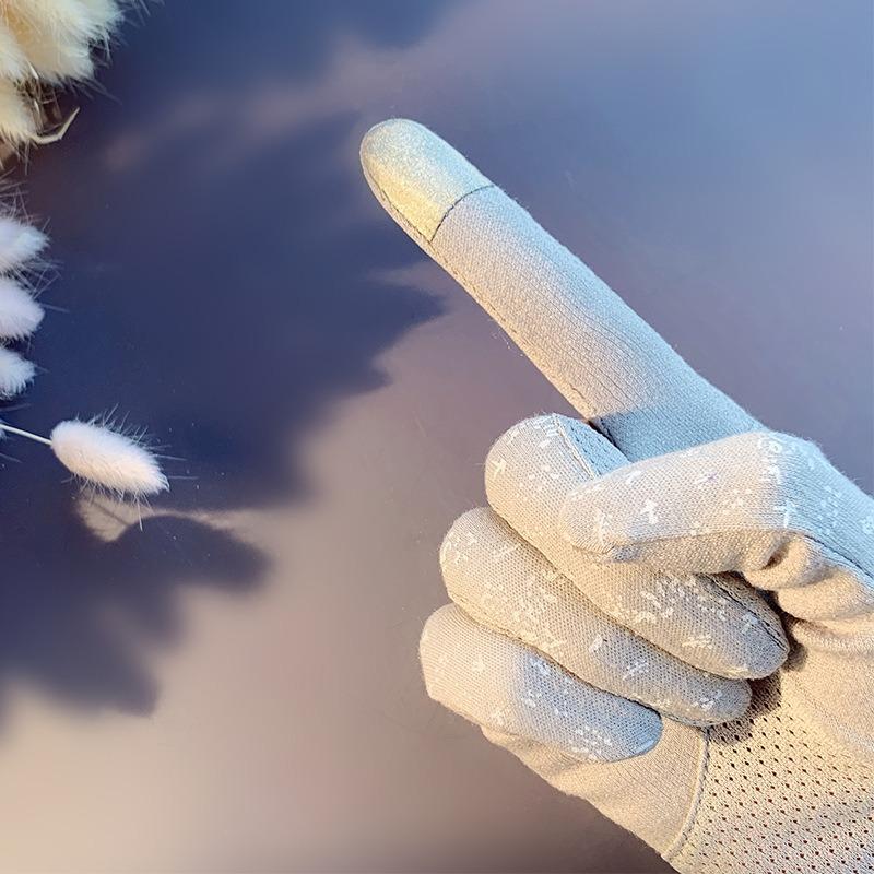 Women's Sunscreen Gloves Medium and Long Thin Summer UV Protection Gloves Pink Small Floral Riding Touch Screen Gloves