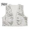 Unisex Sequin Tank Top Shiny Vest for Kids Adults, Sparkling Disco Party Vest, Halloween Performance Clothing Sleeveless Costume Christmas And