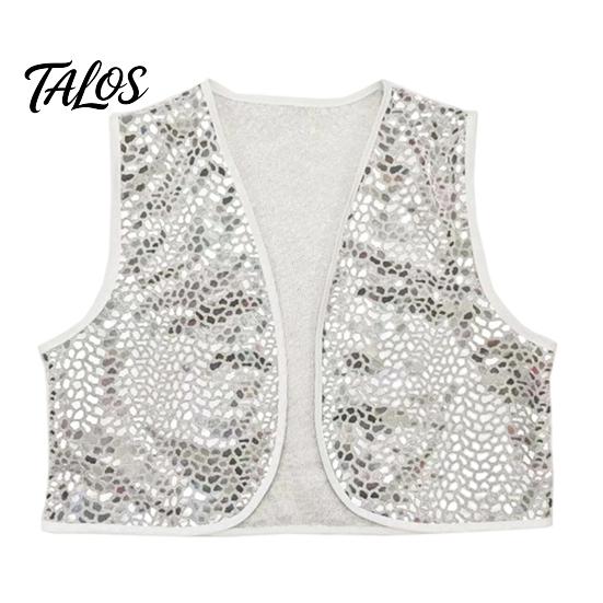 Unisex Sequin Tank Top Shiny Vest for Kids Adults, Sparkling Disco Party Vest, Halloween Performance Clothing Sleeveless Costume Christmas And