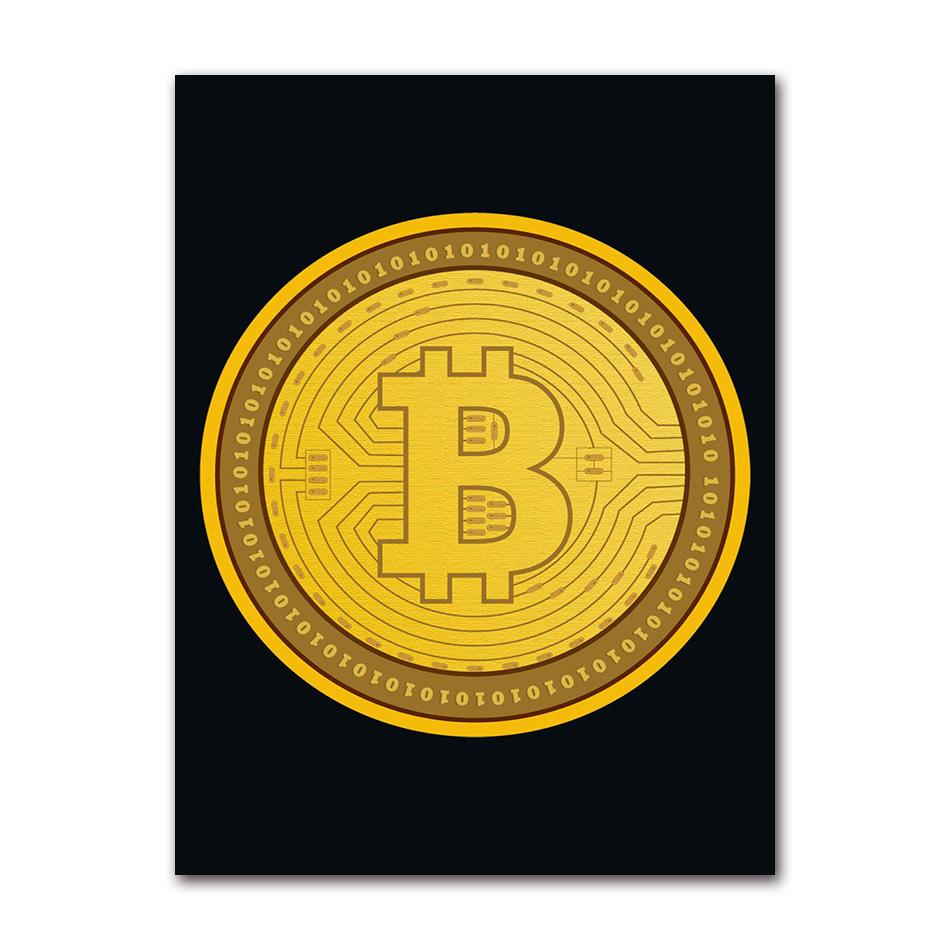 Vintage Abstract Bitcoin Symbol Bitcoin Cryptocurrency Art Poster Canvas Painting Wall Prints Picture for Living Room Home Decor