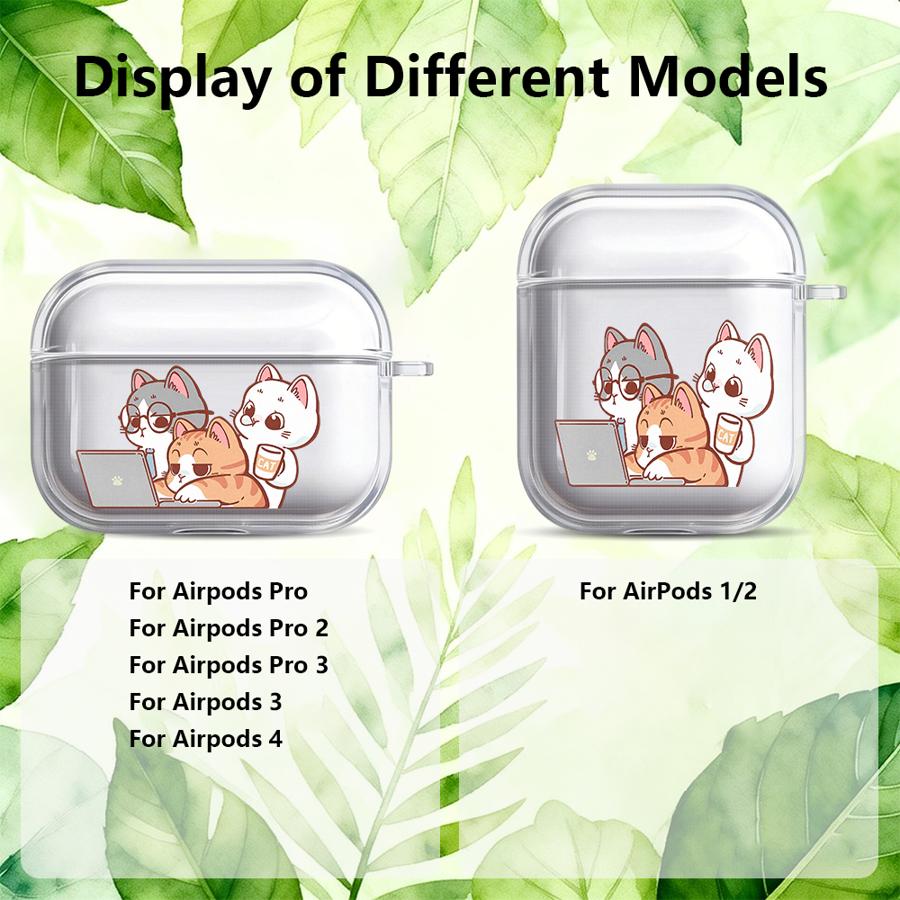 Чехол для Airpods Pro3 Pro2 2 4 1 3 Pro Прозрачный Чехол для Наушников Обложка Милый Кот