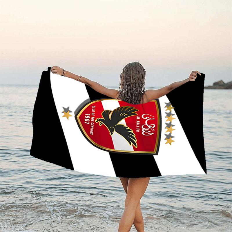 1pc Al Ahly FC Beach Towel, Beach and Seaside Swimming Pool Equipment, Fashion Pattern, Rectangular, Travel Essentials