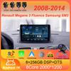 Android14 для Renault Megane 3 Fluence Samsung SM3 2008 2009 20010 - 2014 Автомобильный радиоприемник Навигация Мультимедийный проигрыватель DSP BT Carplay