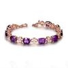 Luxurious 18k Gold-Plated Amethyst Four-Leaf Clover Bracelet with Colorful Gemstones