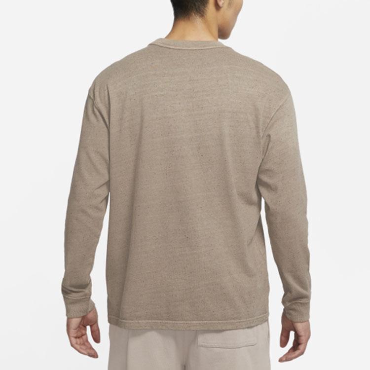 Nike Спортивная футболка свободного кроя с длинным рукавом с принтом, мужские топы, коричневые DN3045-102