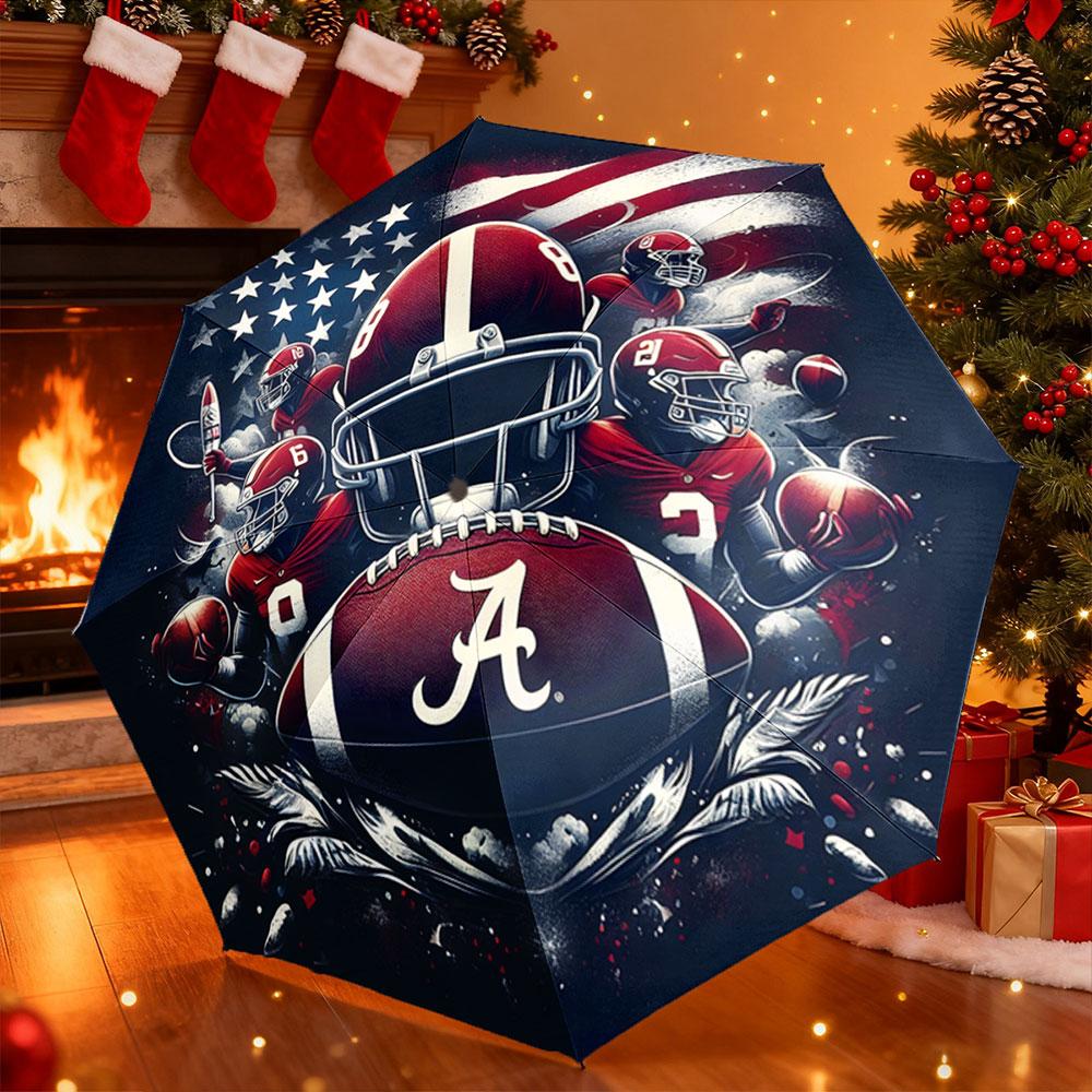 Ветрозащитный зонт с принтом шлема футбольной команды Alabama Crimson Tide, Американский флаг, Арт для студенческих игр, Подарок для фанатов