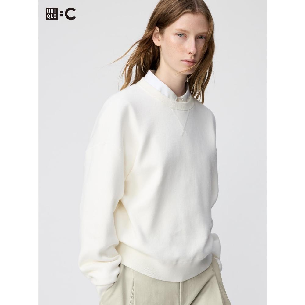 Uniqlo Японский гладкий хлопковый свитер с круглым вырезом