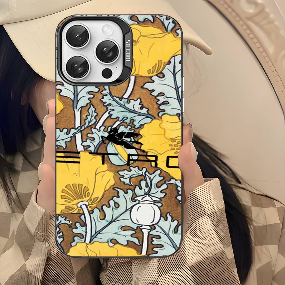 Модный и роскошный чехол E-Etro для IPhone 17 16 15 14 11 12 13 Pro Max Plus Pro Цветной Серебристый Чехол