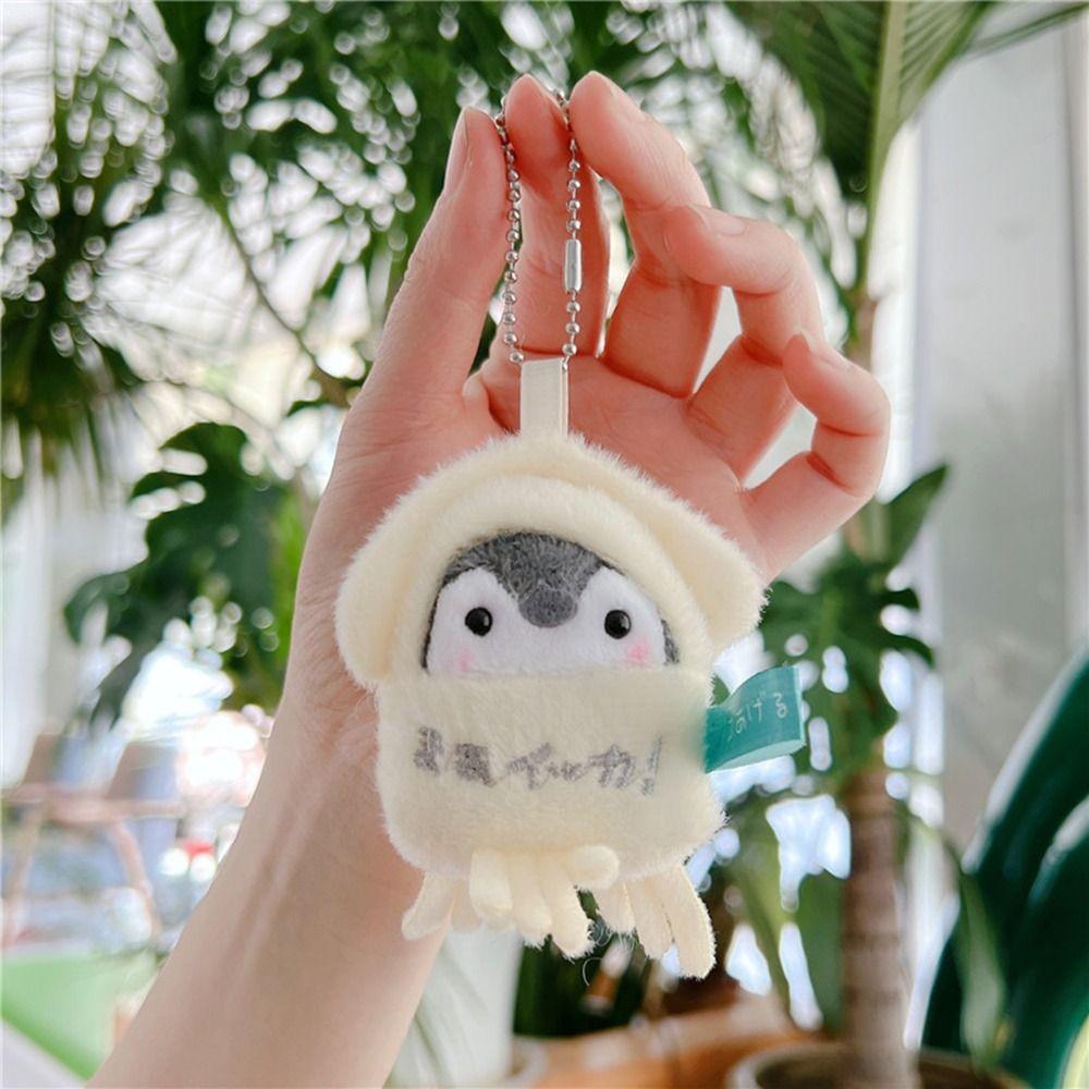 Tourist Hat Penguin Plush Key Ring Cartoon School Bag Keychain Cute Key Pendant  Men Women