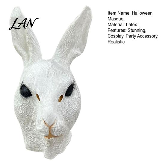 Unrestricted Vision Halloween Masque Rabbit Head for Adults, Realistic Bunny Latex Hood, Durable Costumes Animal Costume Carnival Cosplay Party