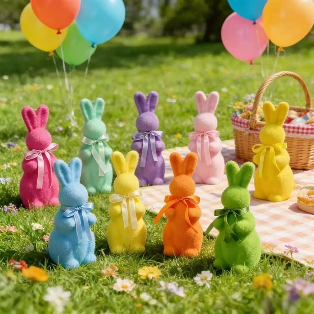Creative Bunny Decoration With Bow Tie Rabbit Ornaments Gifts Simulation Rabbit  Party Favors
