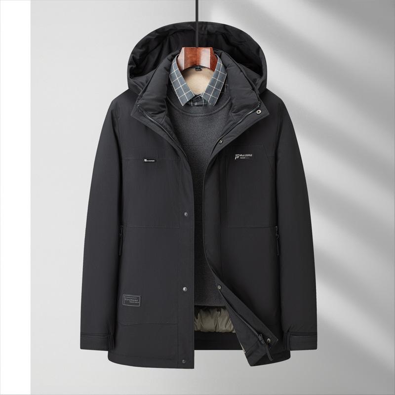 Мужская зимняя куртка-пуховик с капюшоном, белая куртка-пуховик с утиным пухом