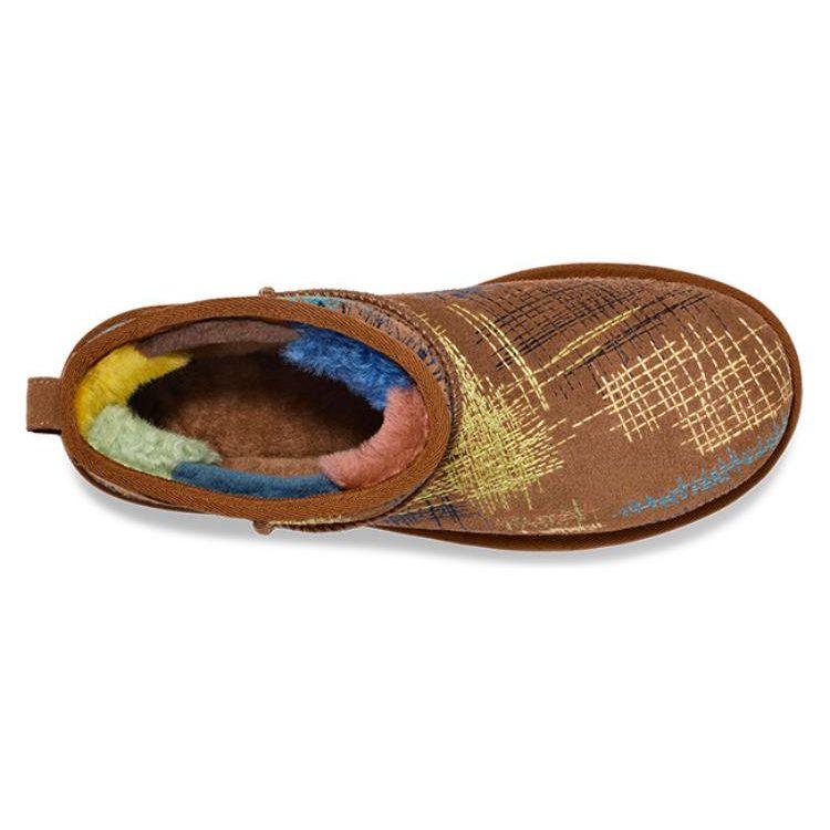 The Elder Statesman X Ugg Round Toe Slip-On Short Snow Boots Men Boots Brown 1155910