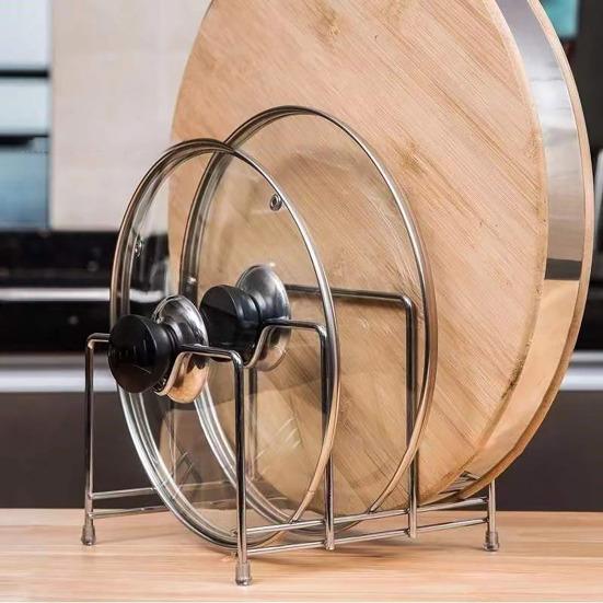 Держатель крышки кастрюли из нержавеющей стали, современная сверхмощная стоячая многофункциональная столешница, разделочная доска, резак для тарелок, стеллаж для хранения, органайзер для кухни