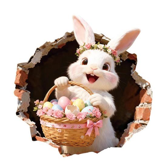 Наклейка на унитаз «Заяц с дыркой», водонепроницаемая самоклеящаяся ПВХ, настенный декор для гостиной, ванной комнаты, наклейка для украшения крышки сиденья унитаза с яйцом и цветком